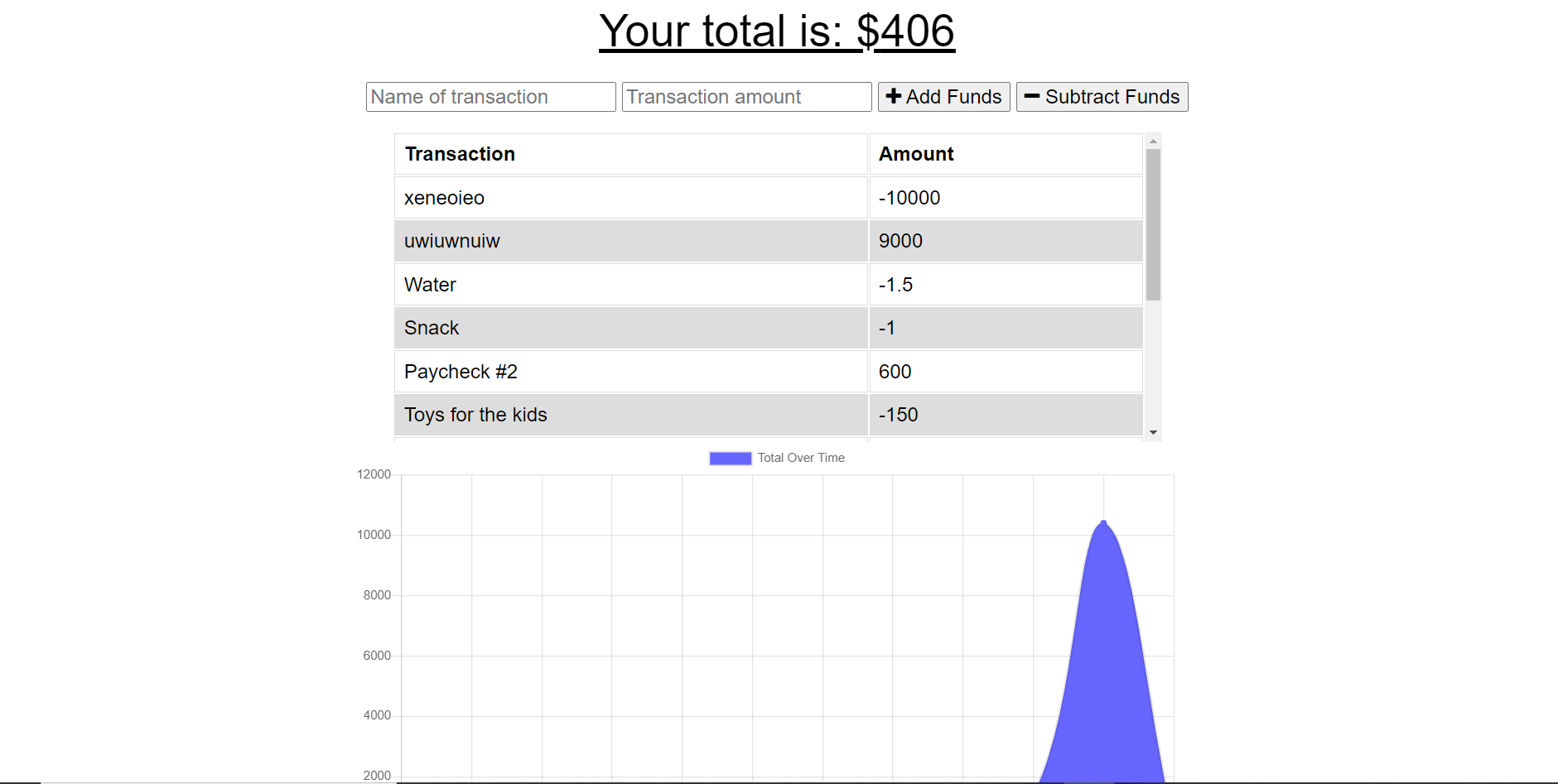 screen shot of website